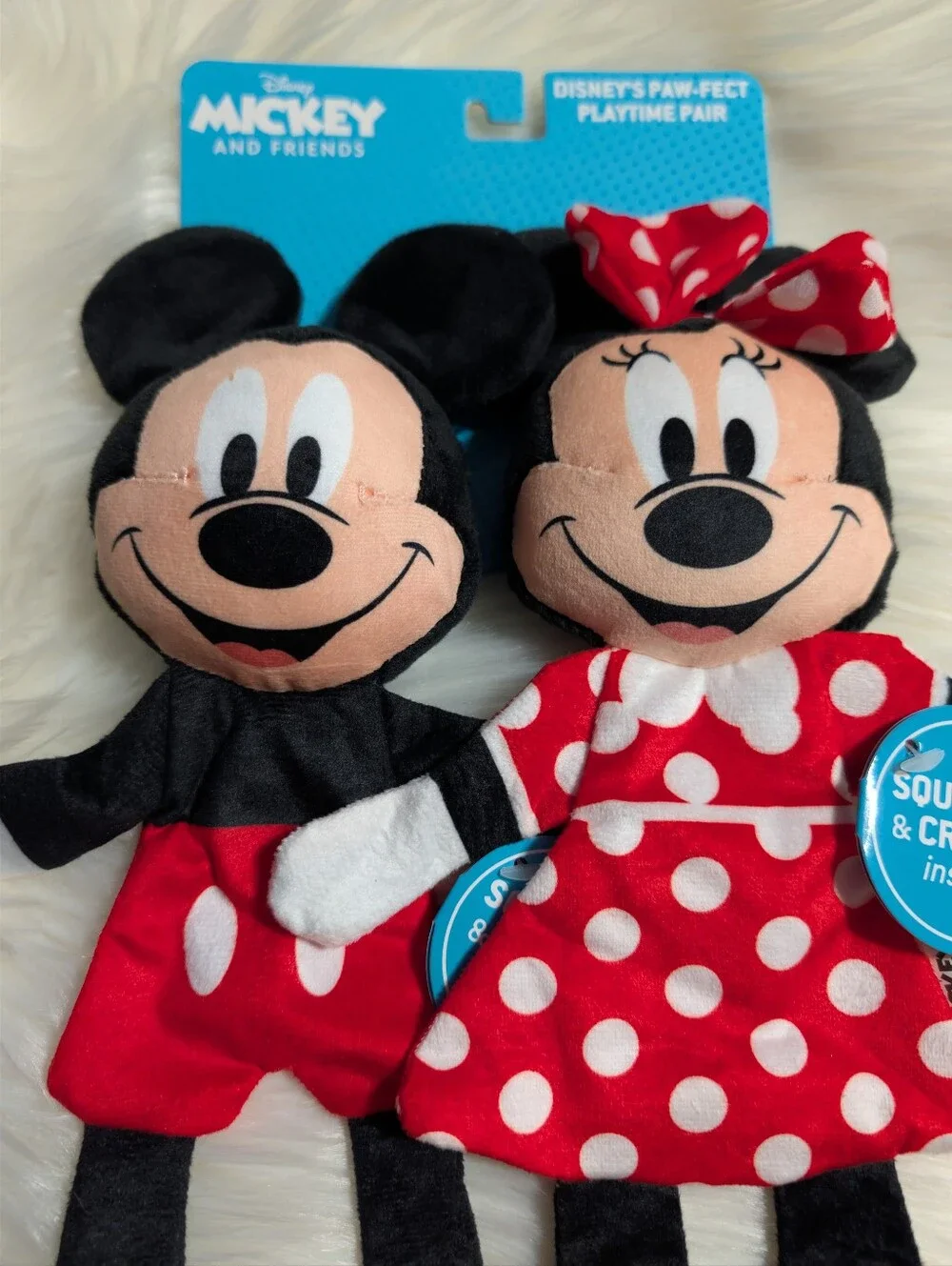Mickey & Minnie Mouse Squeaky Plush Dog Toy